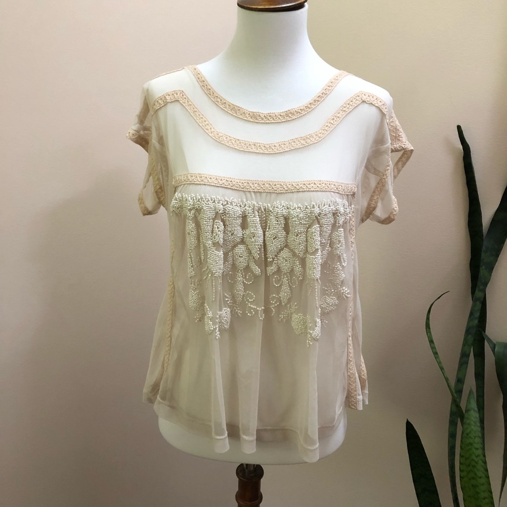 Willow & Clay Sheer Beaded Blouse